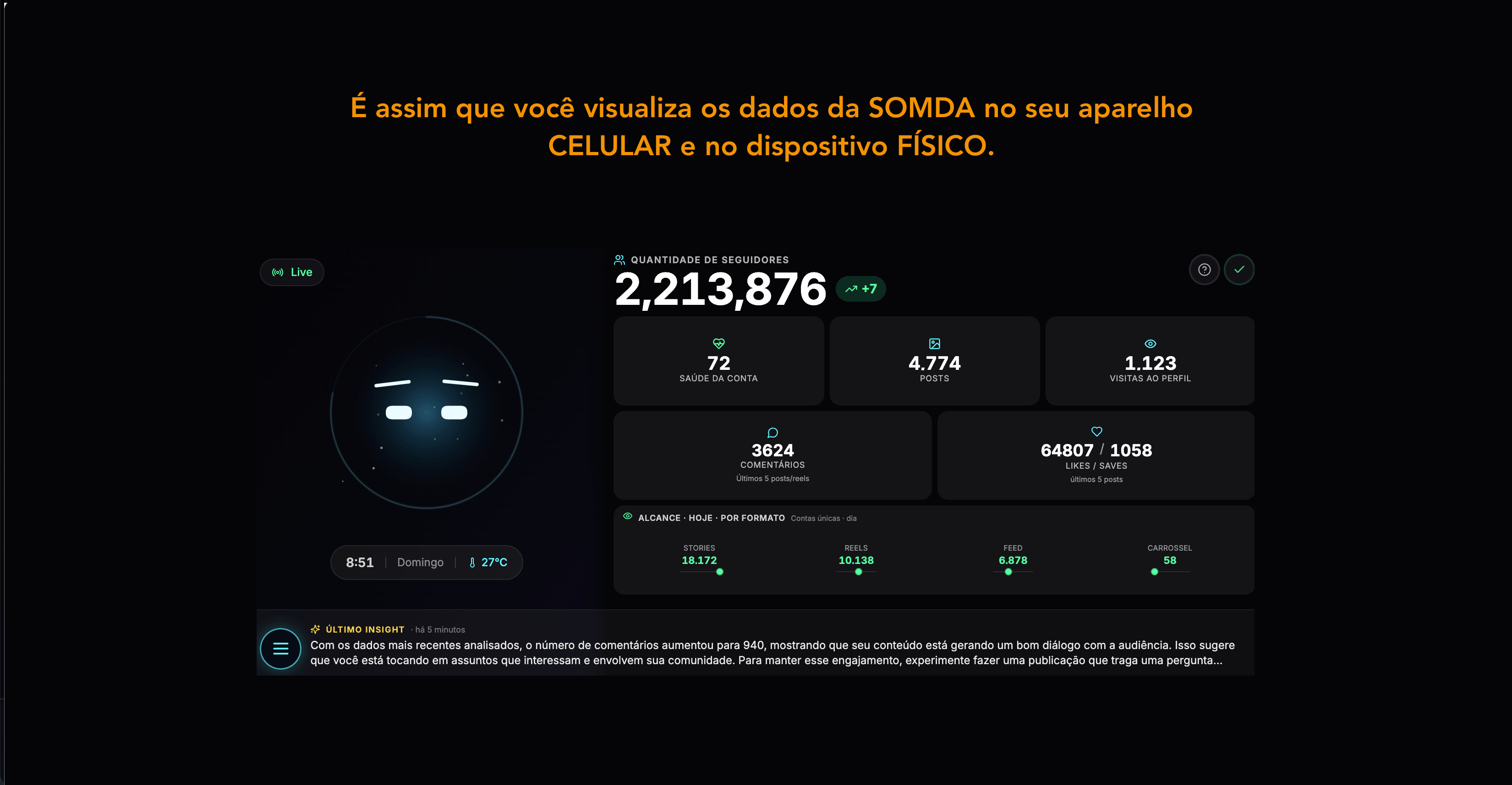 SOMDA no computador, celular e dispositivo físico